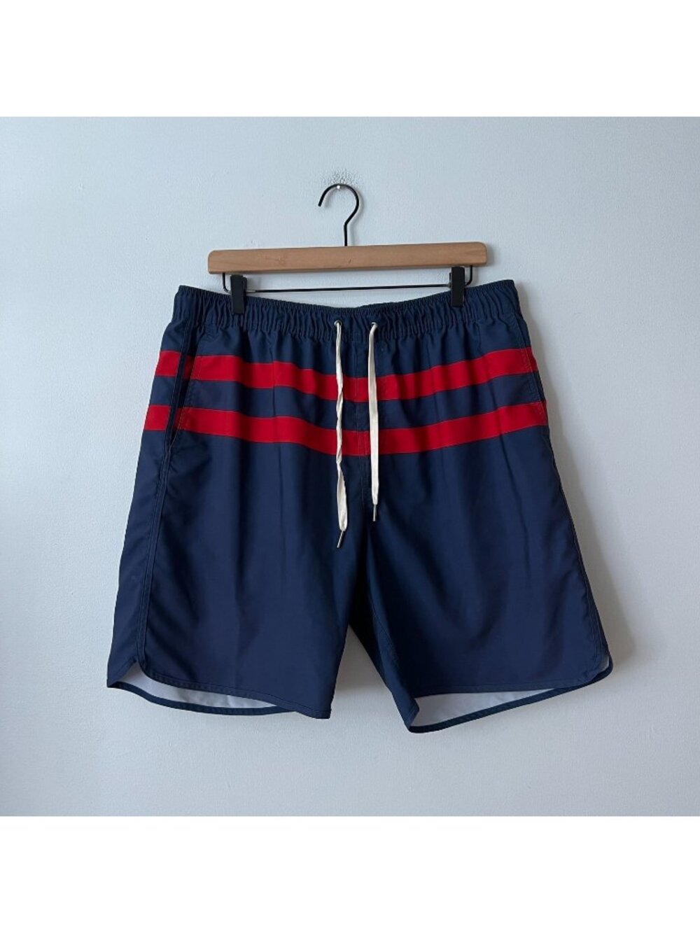 Fair Harbor Anchor Swim Trunk Blue Red Stripe Men's Size XXL